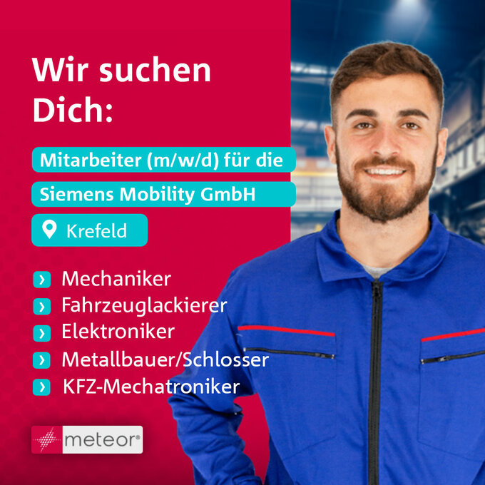 Wir suchen zum nächstmöglichen Zeitpunkt SIE, als Mitarbeiter auf Zeit bei Siemens Mobility