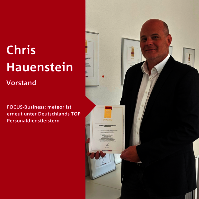 meteor Auszeichnung als Top Personaldienstleister durch FOCUS Business 