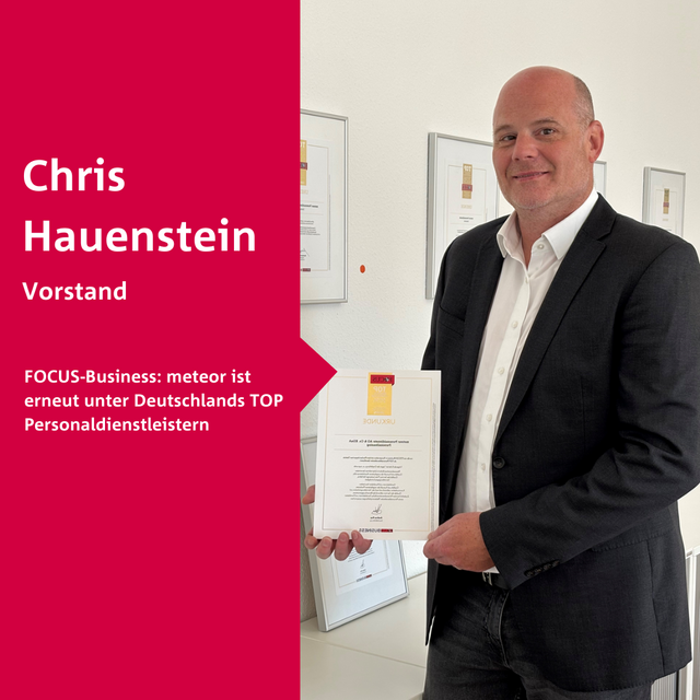 meteor Auszeichnung als Top Personaldienstleister durch FOCUS Business 